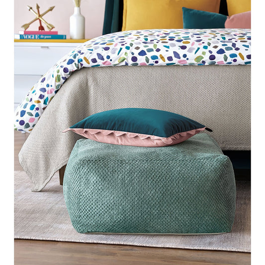 Pouf carré en tissu Aqua