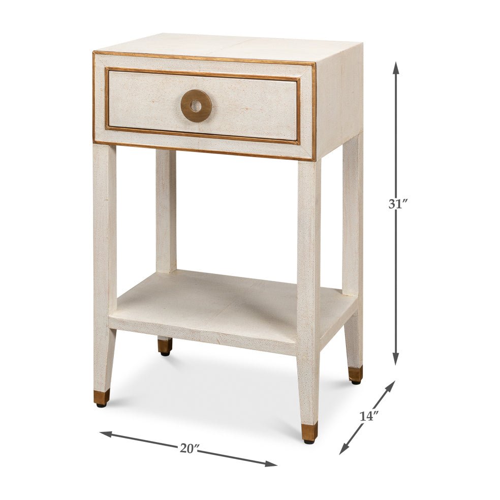 Art Deco White Nightstand
