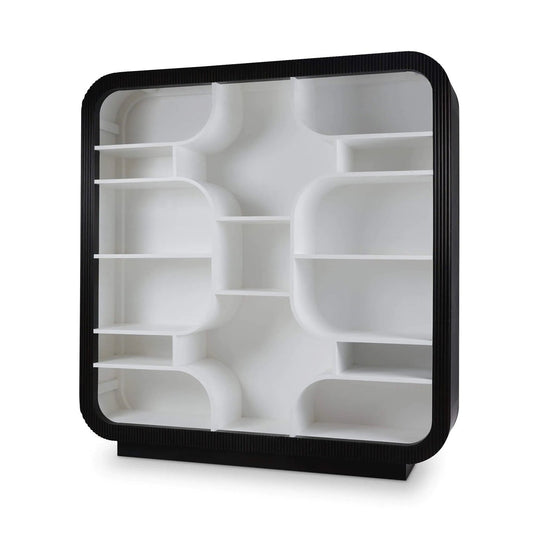 Bibliothèque ouverte moderne scandinave noire et blanche