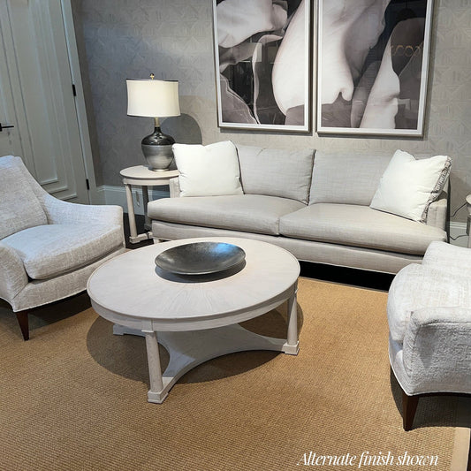 Table basse ronde en chêne brun