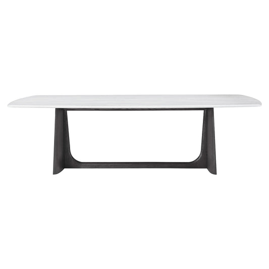 Table à manger moderne en chêne anthracite avec plateau en quartz