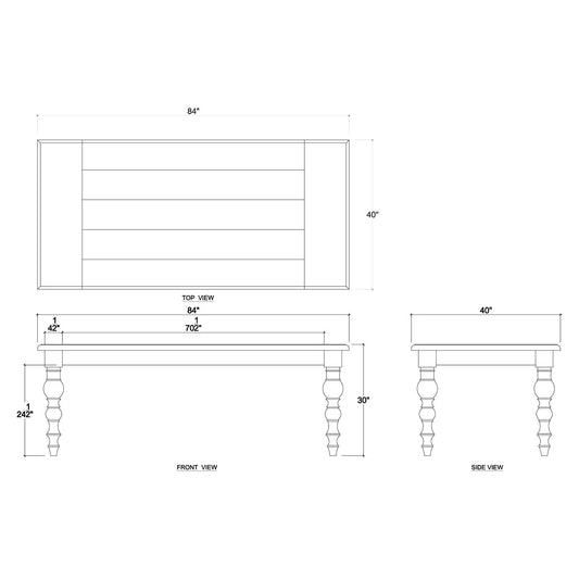 Table à manger classique de style ferme - Finition noyer