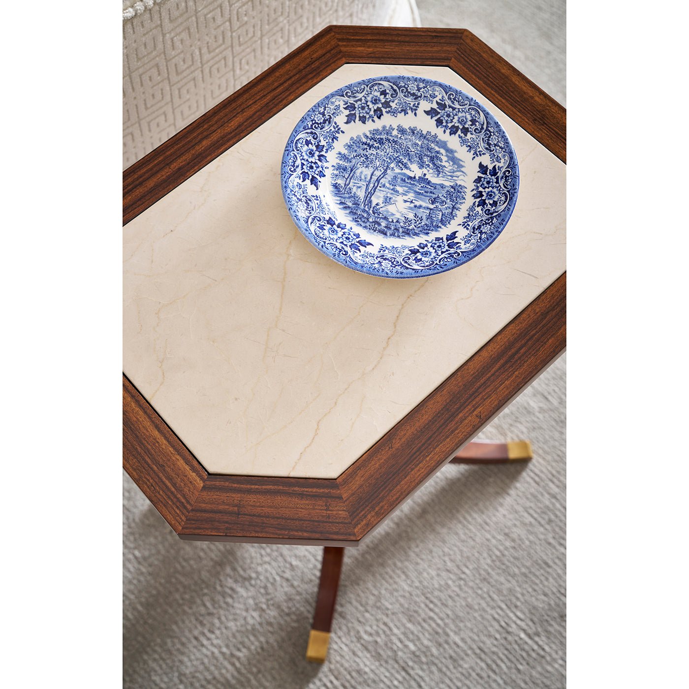 Table d'appoint octogonale classique avec plateau en marbre