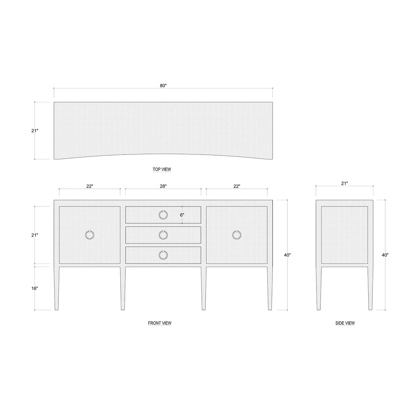 Buffet moderne concave - Lin crème