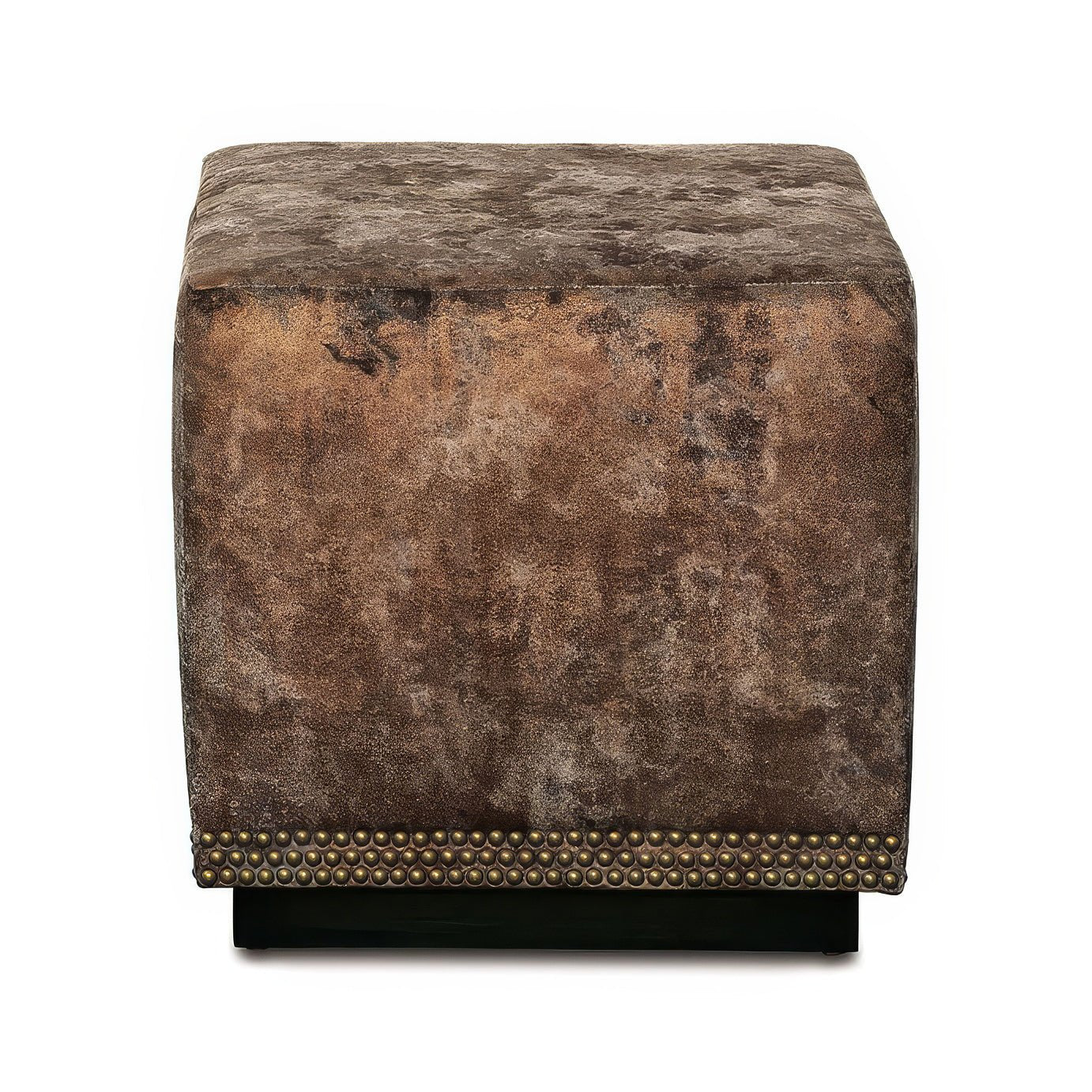 Pouf cube en velours cuivré
