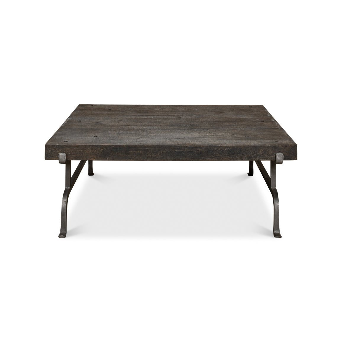 Table basse rustique carrée foncée