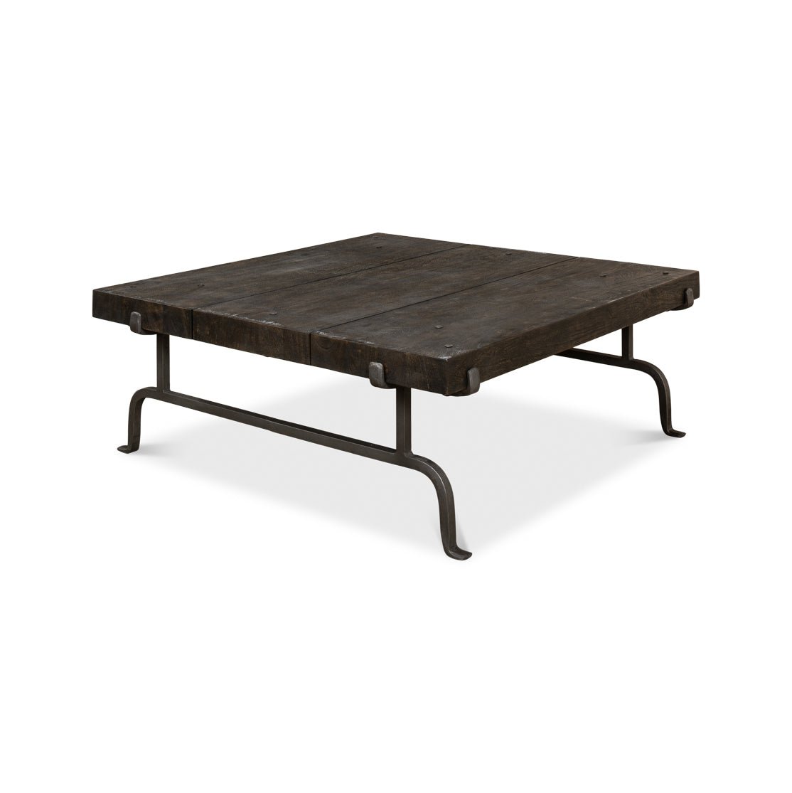 Table basse rustique carrée foncée
