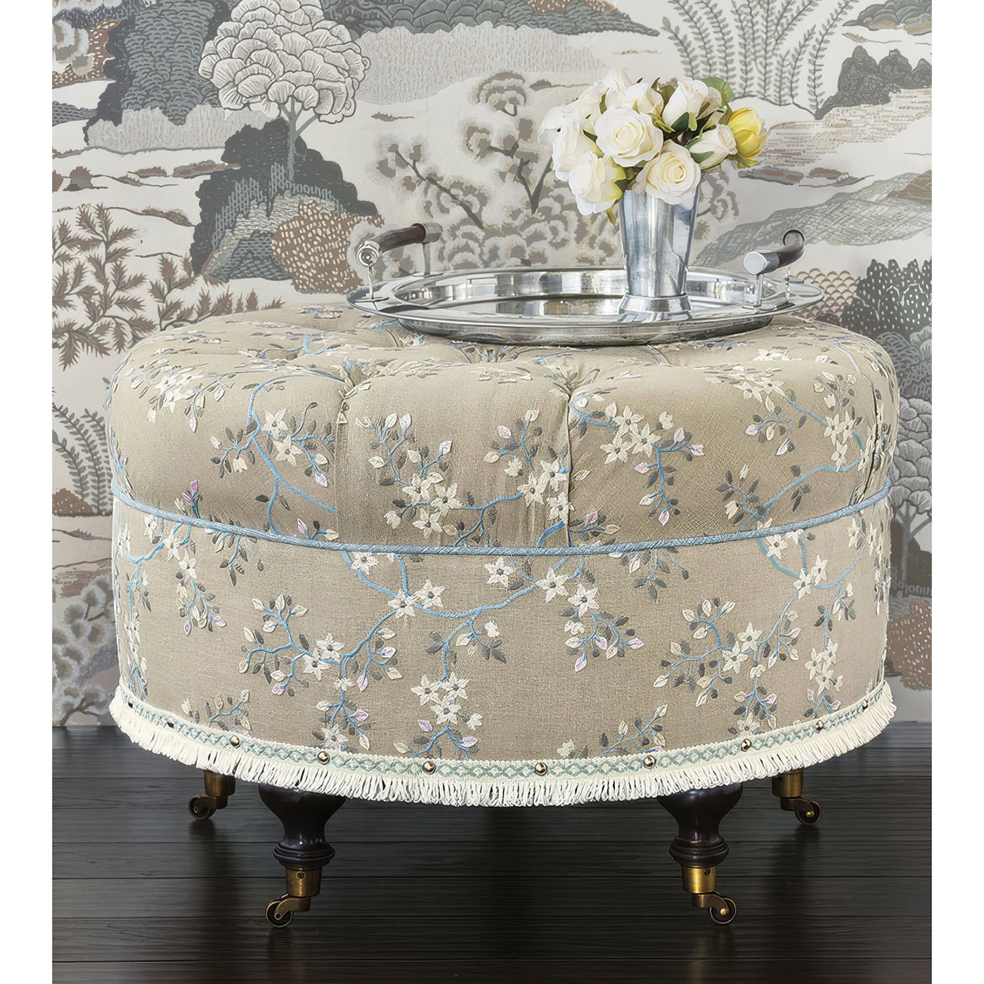 Pouf rond brodé