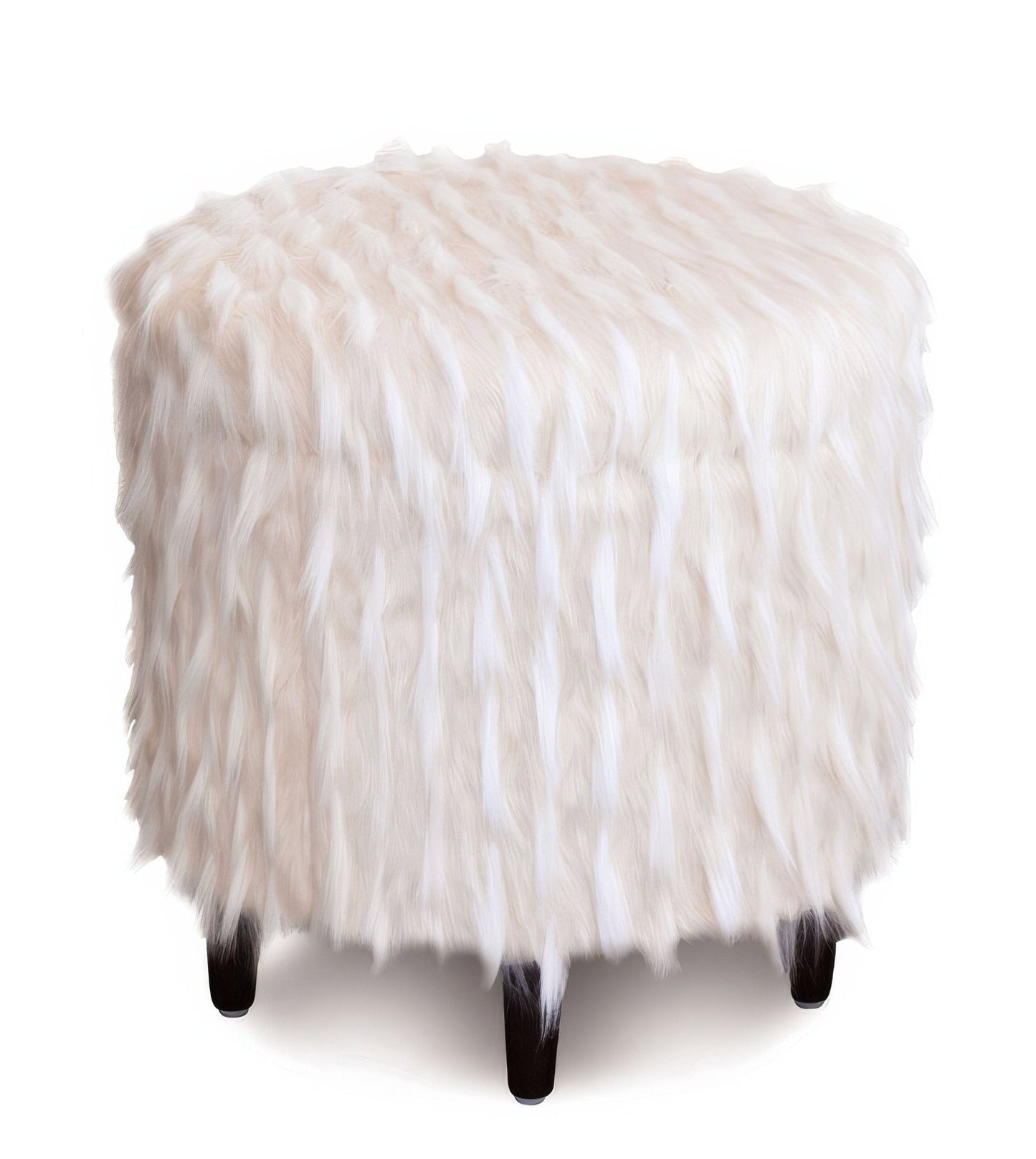 Pouf de rangement pour chaussures en fausse fourrure