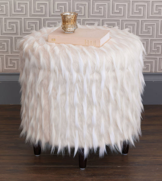 Pouf de rangement pour chaussures en fausse fourrure