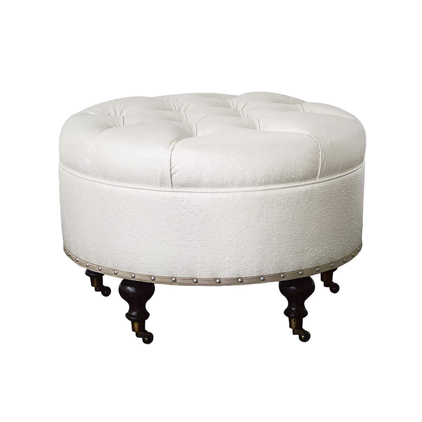 Pouf en similicuir d'autruche
