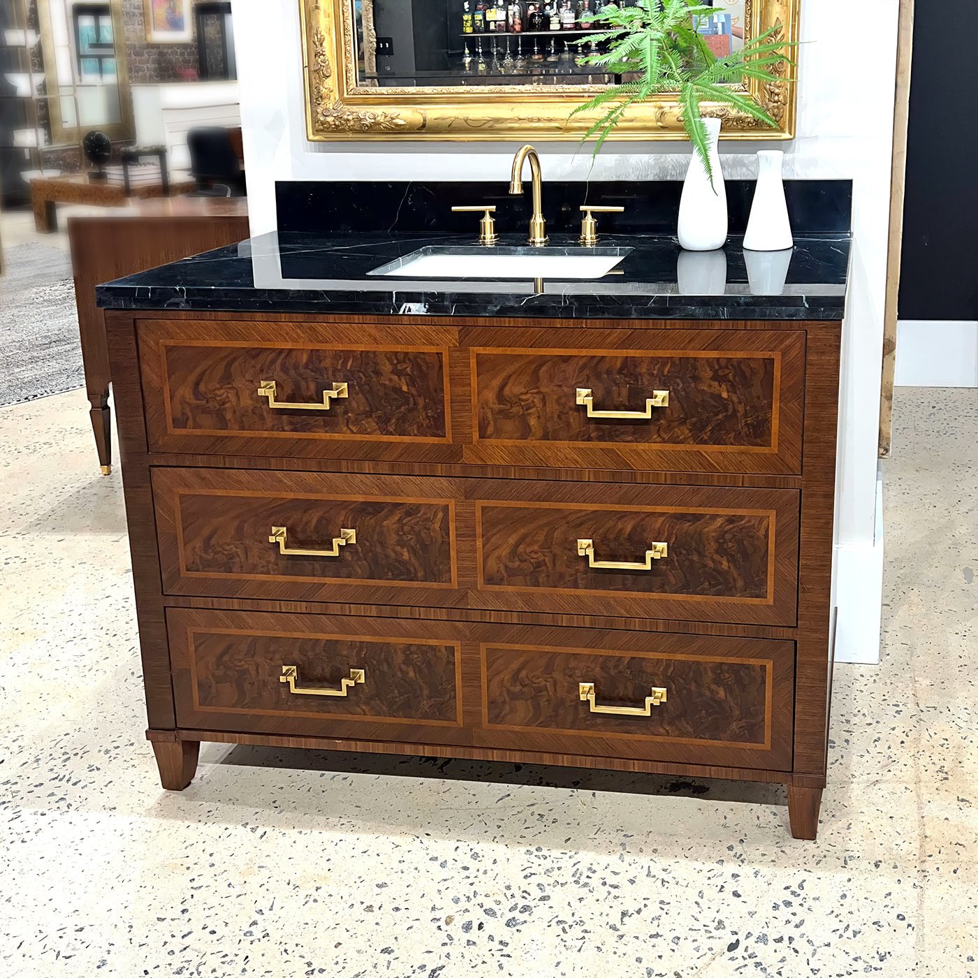 French Bathroom Vanity Dark