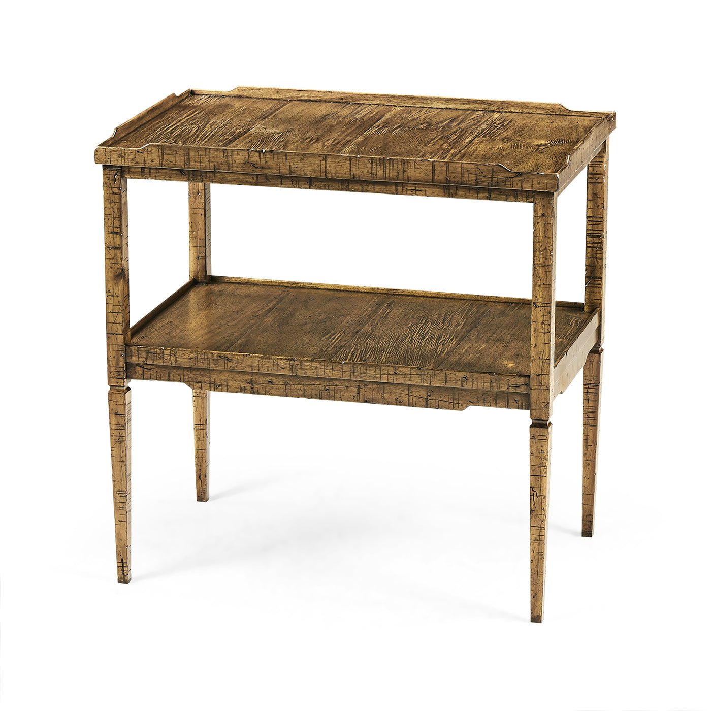French Country End Table - Medium Brown