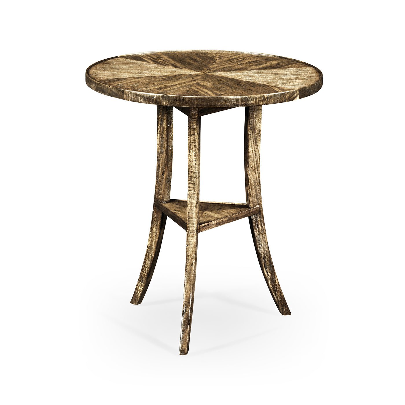 French Country Round End Table - Medium Brown