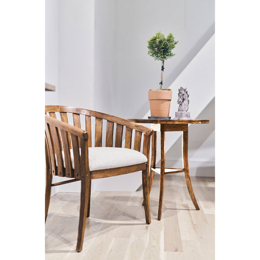 Table d'appoint ronde de style campagnard français - Finition noyer