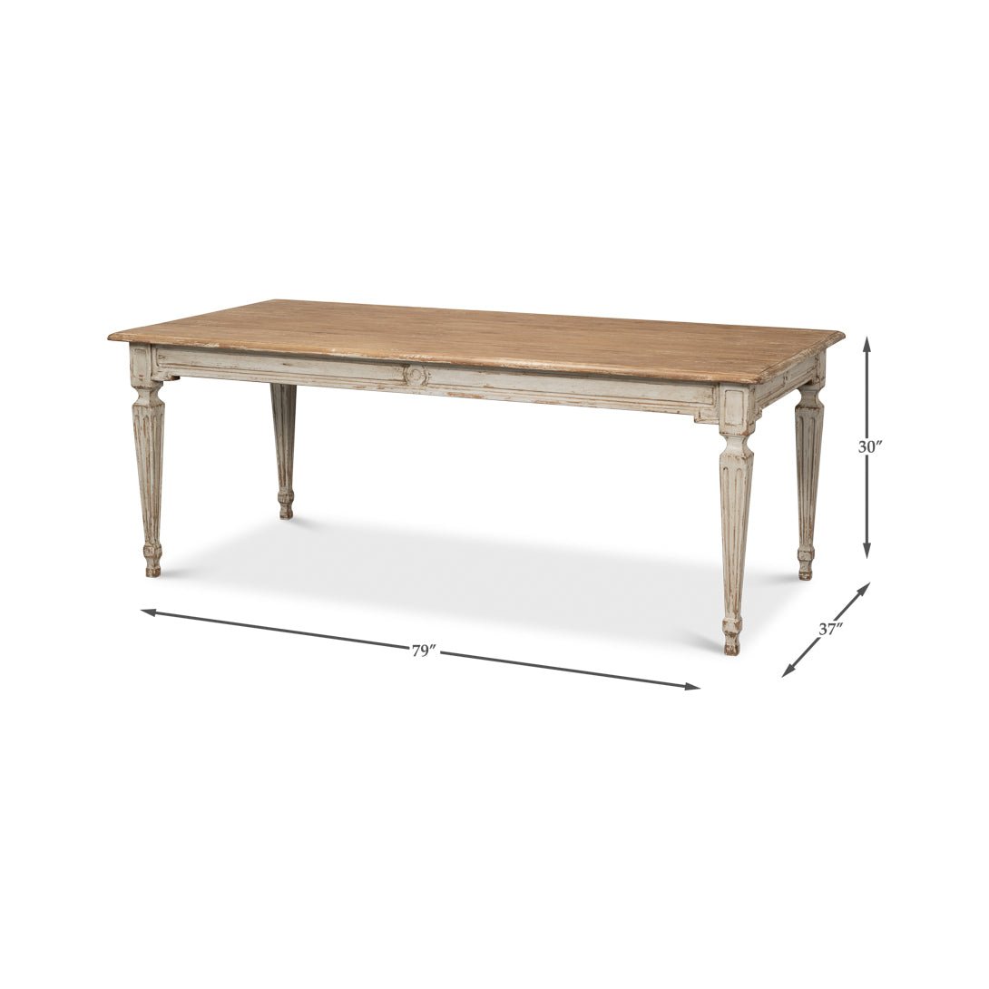 Table de salle à manger provinciale française grise
