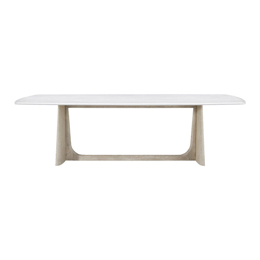Table à manger moderne en chêne gris avec plateau en quartz