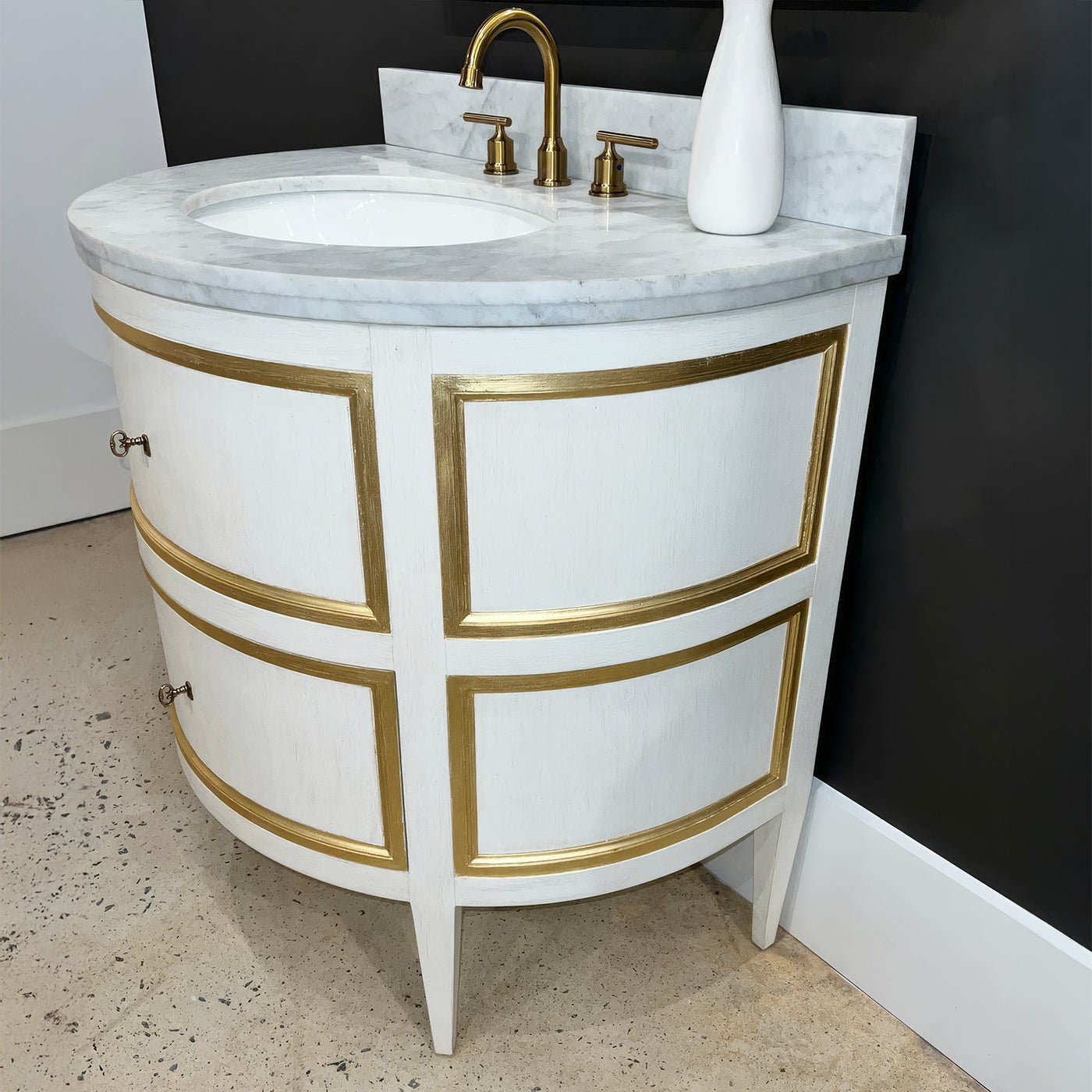 Gustavian White Painted Marble Top Vanity
