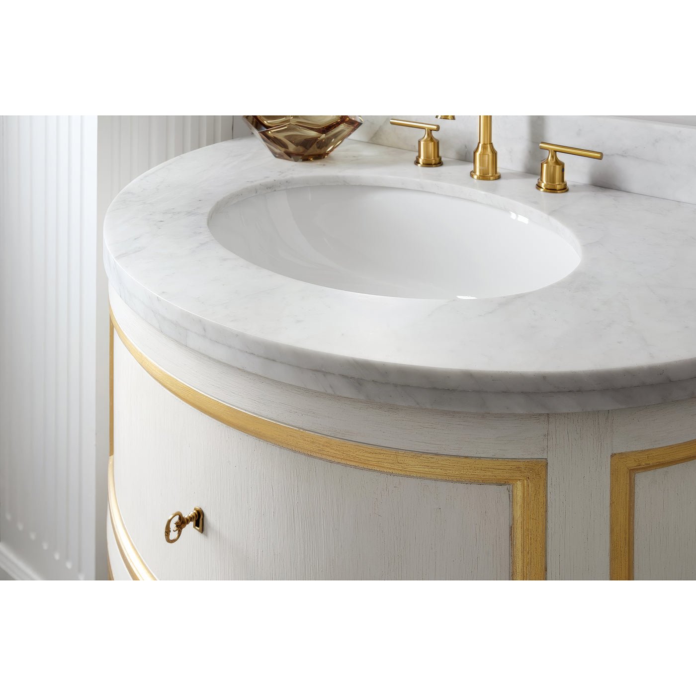Gustavian White Painted Marble Top Vanity