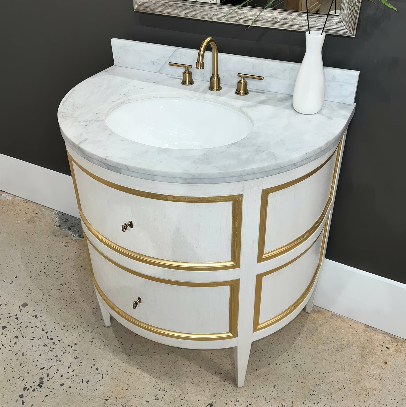 Gustavian White Painted Marble Top Vanity