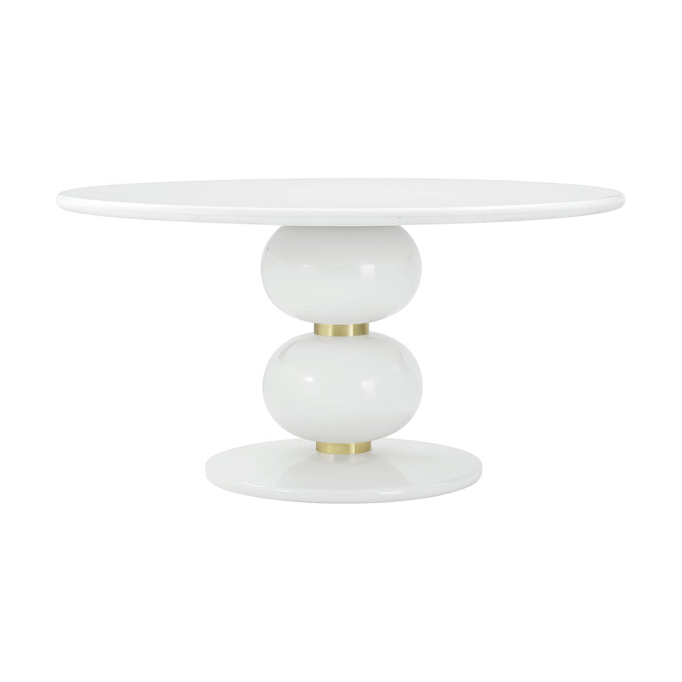 Table à manger ronde blanche Hollywood Regency