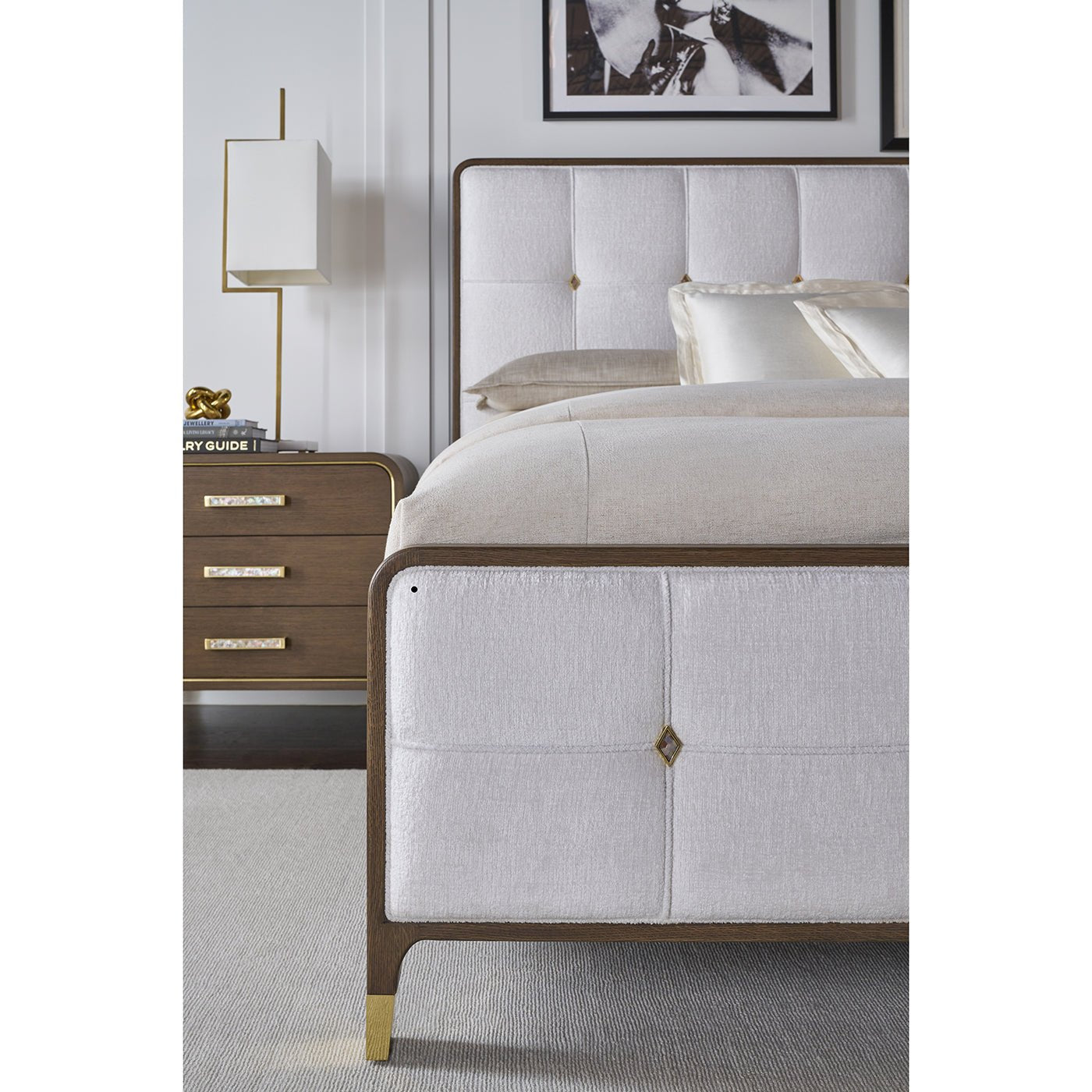 Lit king-size rembourré Hollywood Regency