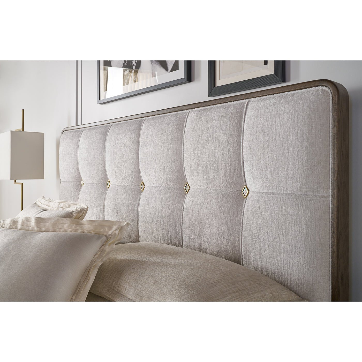 Lit king-size rembourré Hollywood Regency