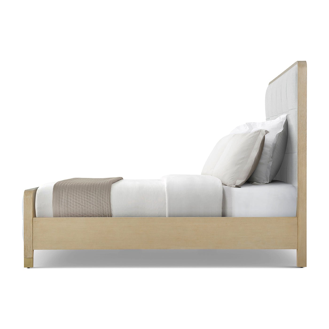 Lit king size rembourré Hollywood Regency - Finition claire