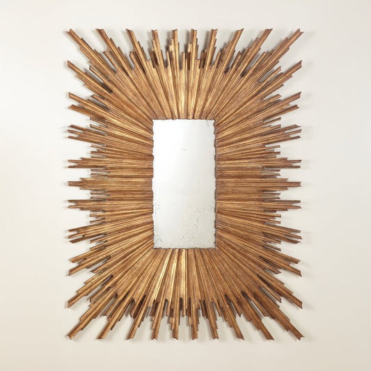 Grand miroir doré à effet soleil