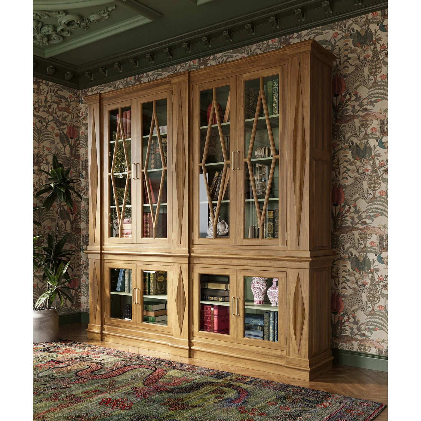 Grande bibliothèque néoclassique en bois
