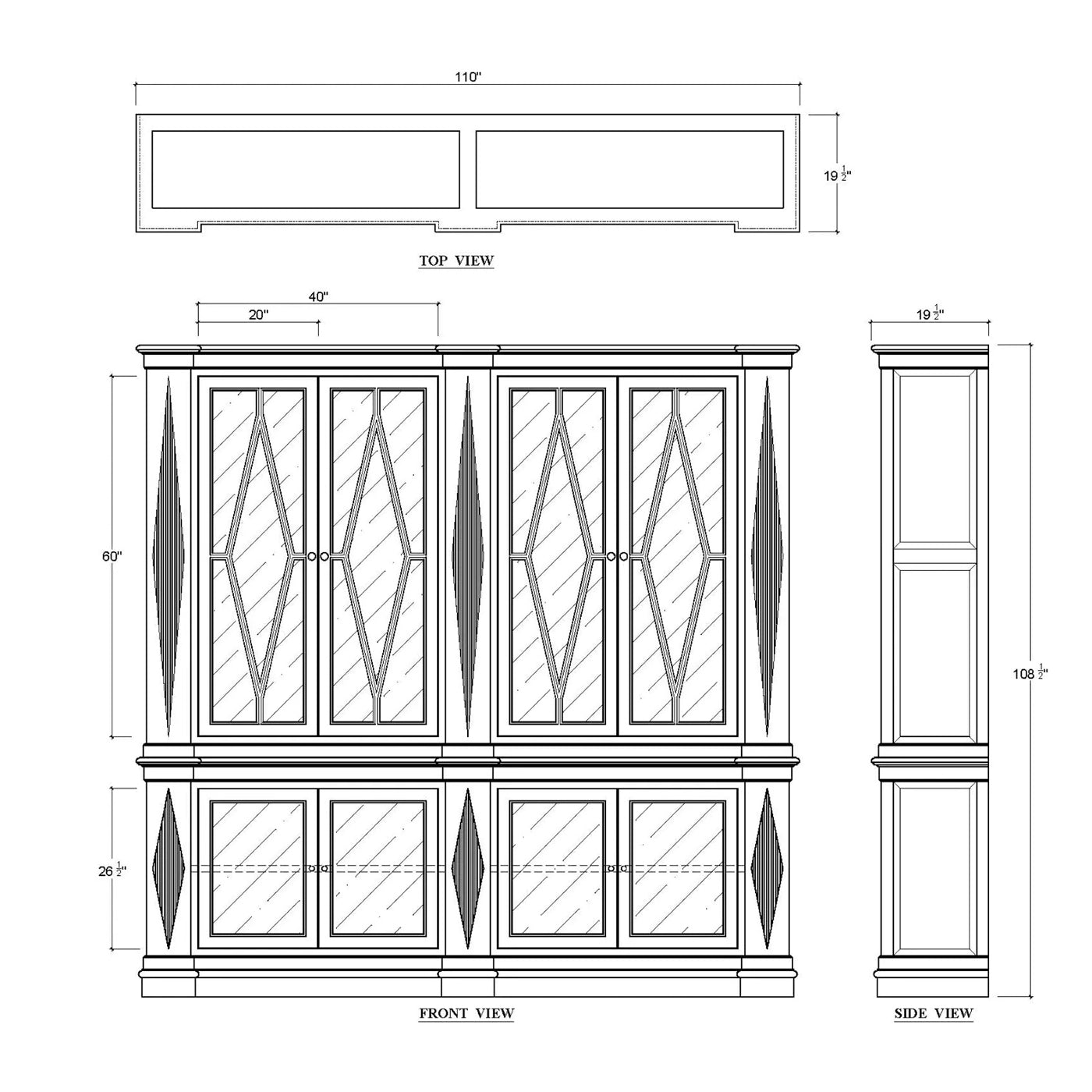 Grande bibliothèque néoclassique en bois