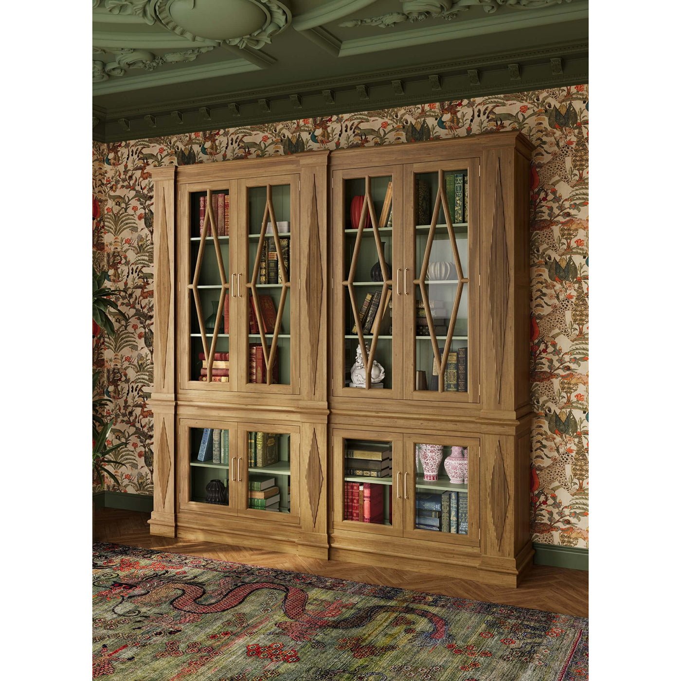 Grande bibliothèque néoclassique en bois
