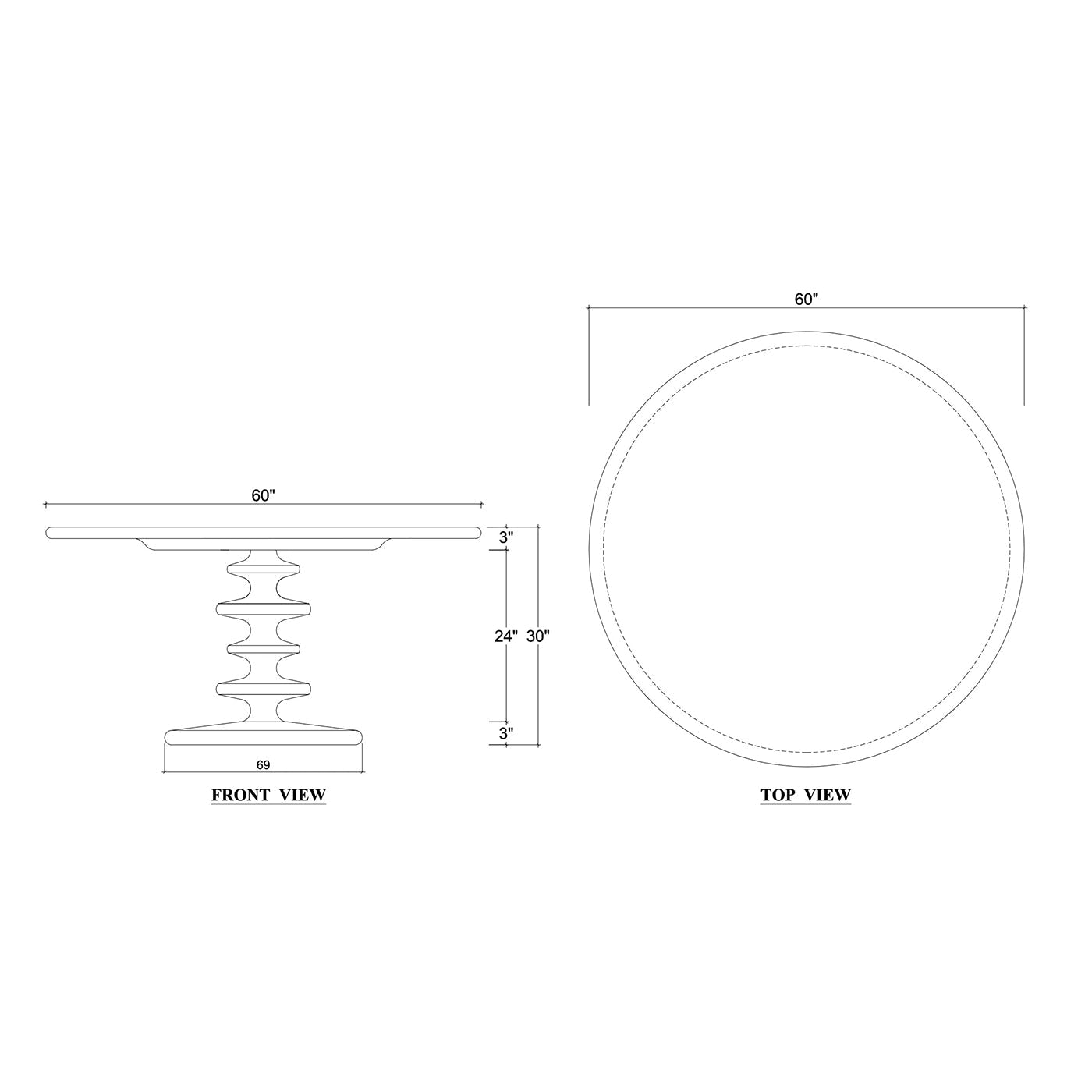 Table à manger ronde moderne du milieu du siècle