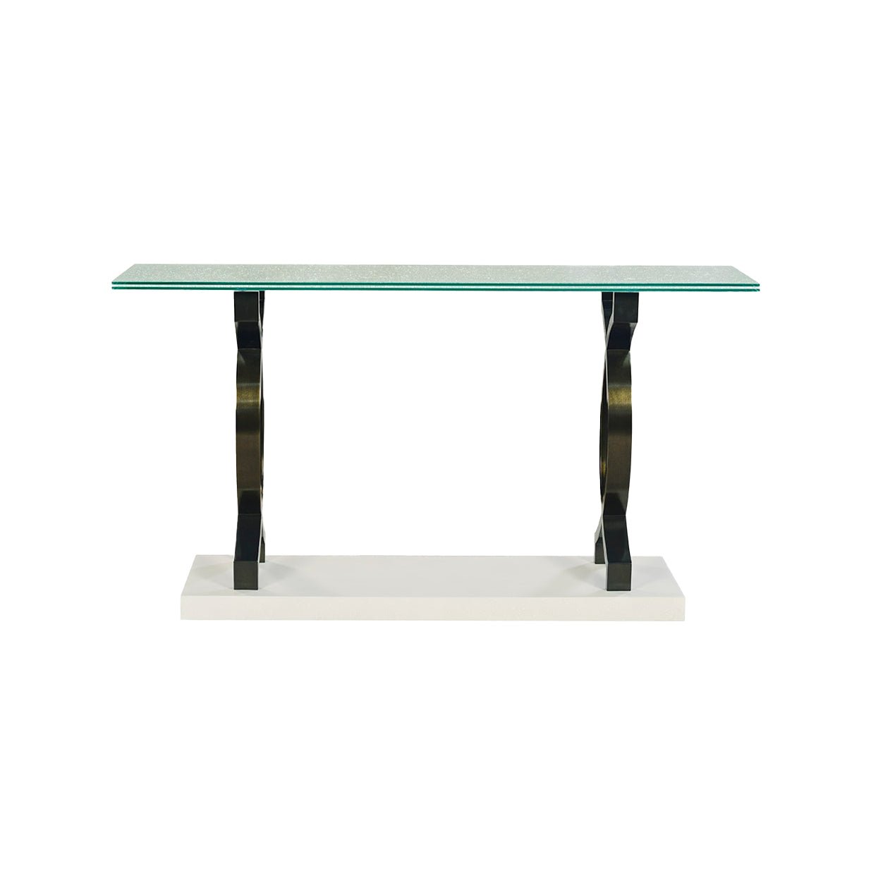 Table console moderne avec plateau en verre