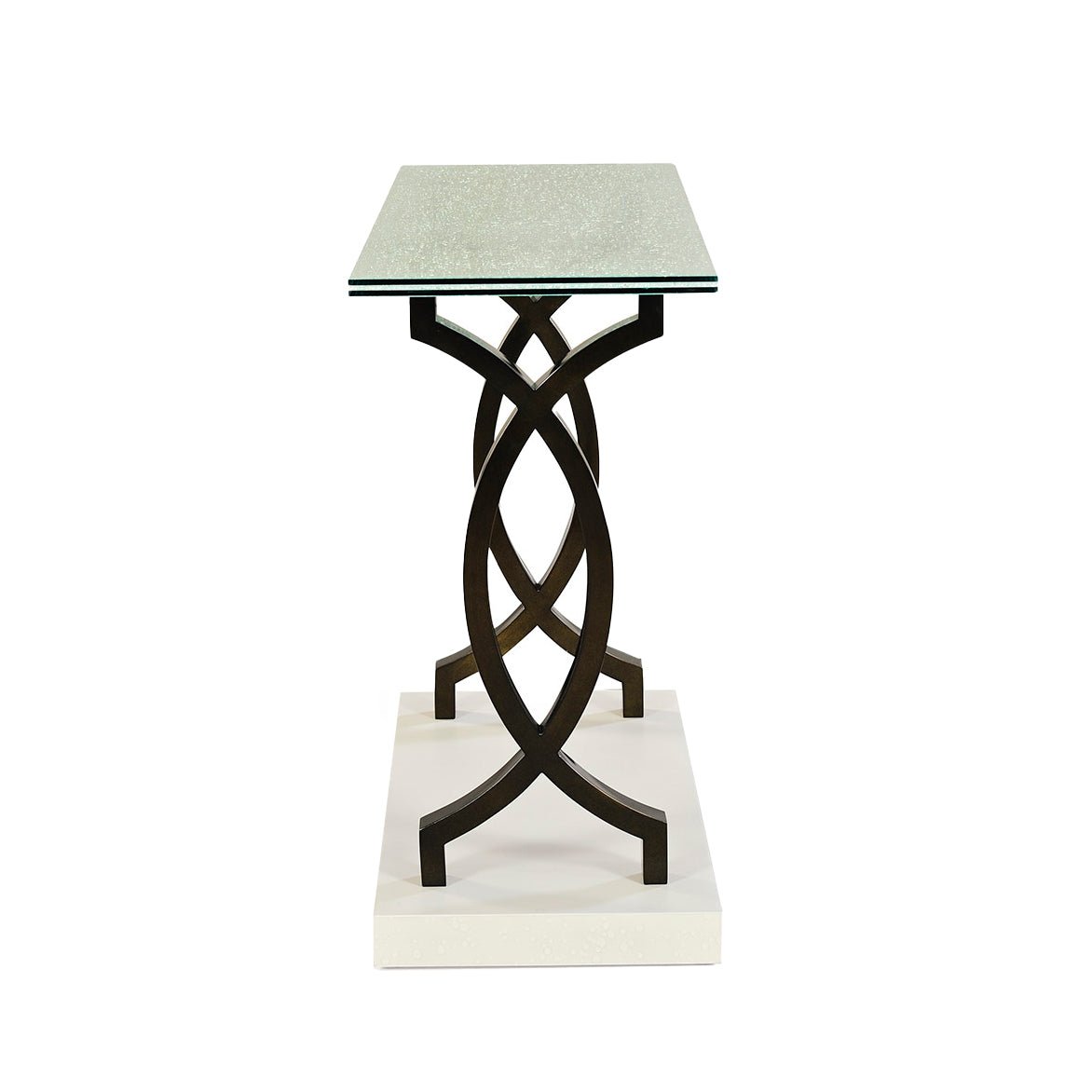 Table console moderne avec plateau en verre