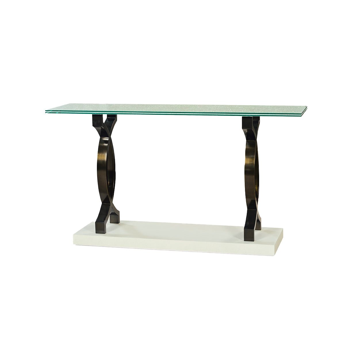 Table console moderne avec plateau en verre