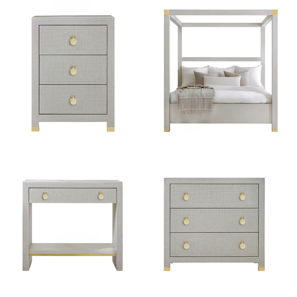 Commode moderne à huit tiroirs en tissu gris clair