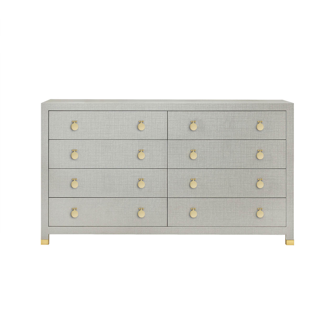 Commode moderne à huit tiroirs en tissu gris clair