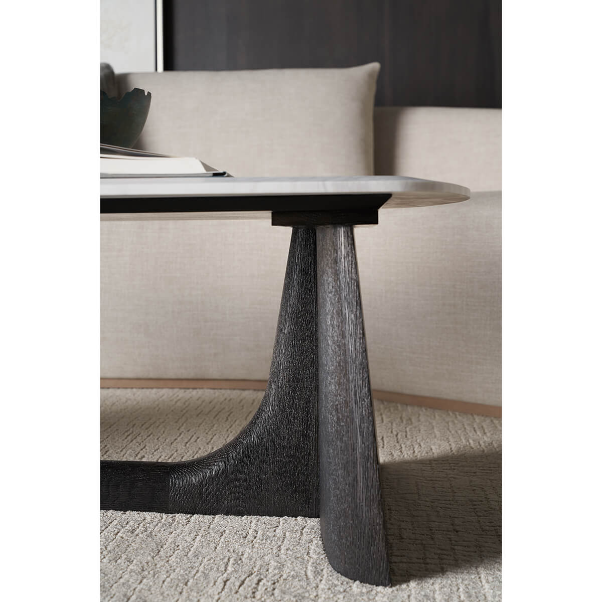 Modern Quartz Top Charcoal Coffee Table