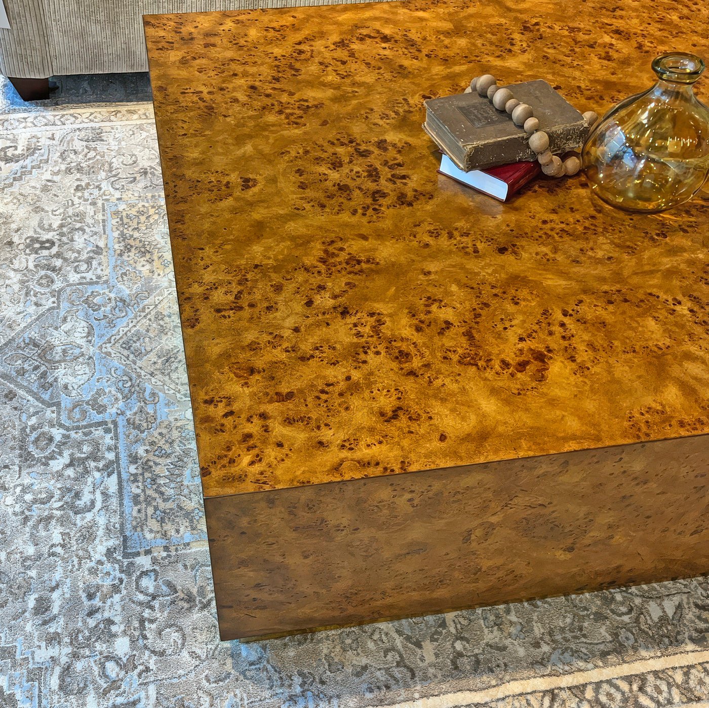 Modern Square Burl Wood Coffee Table