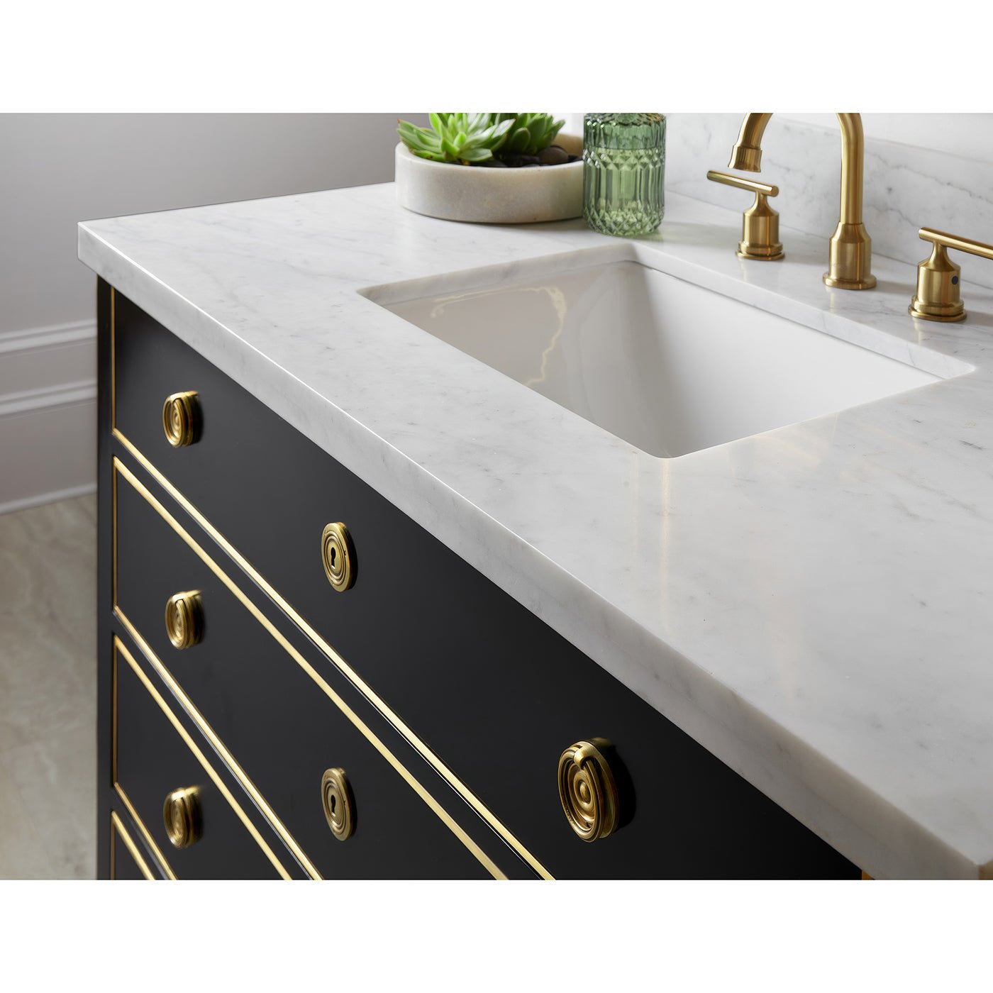 Neo Classic Black Marble Top Vanity