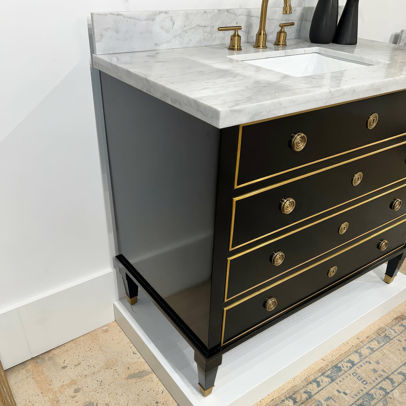 Neo Classic Black Marble Top Vanity