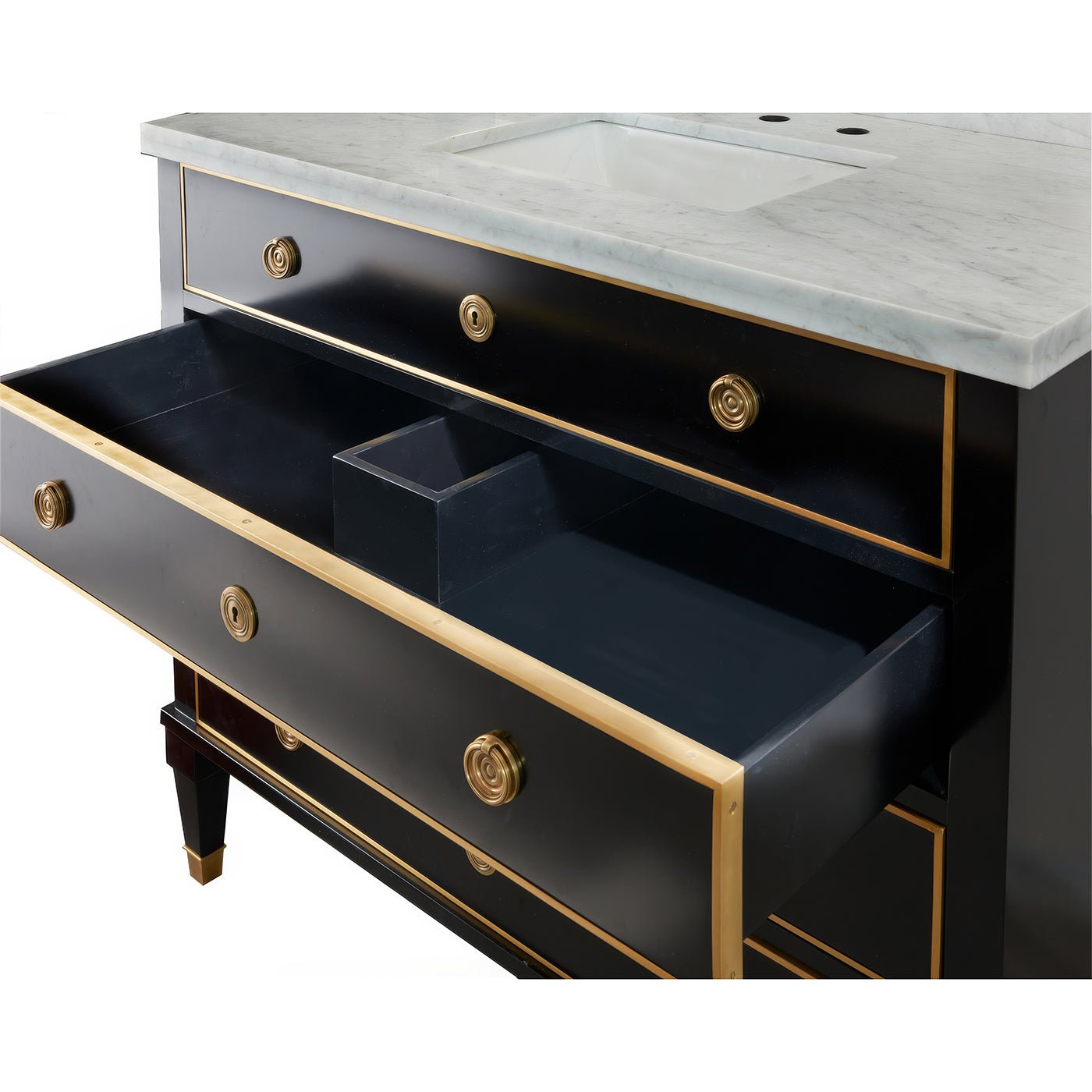 Neo Classic Black Marble Top Vanity