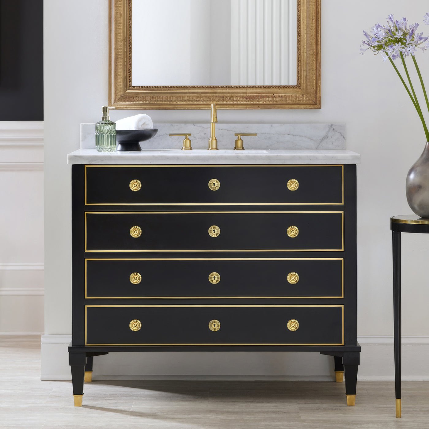 Neo Classic Black Marble Top Vanity