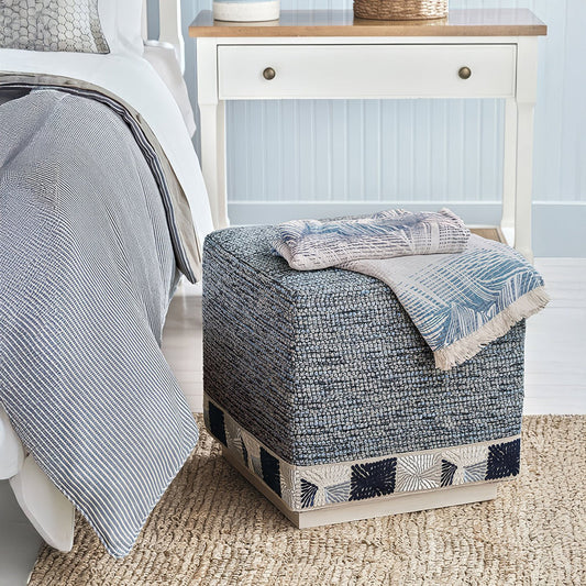 Pouf Cube Bleu Océan