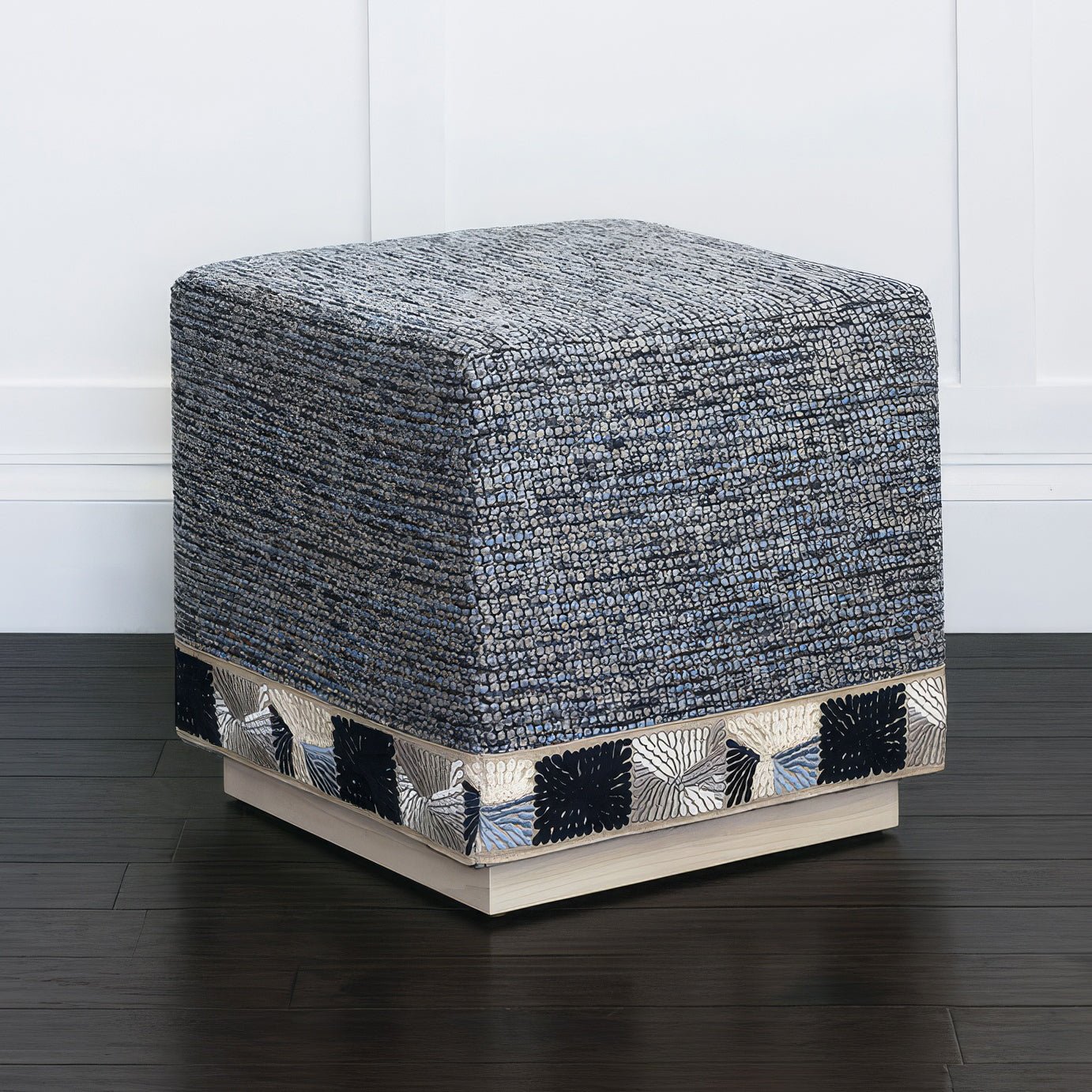 Pouf Cube Bleu Océan