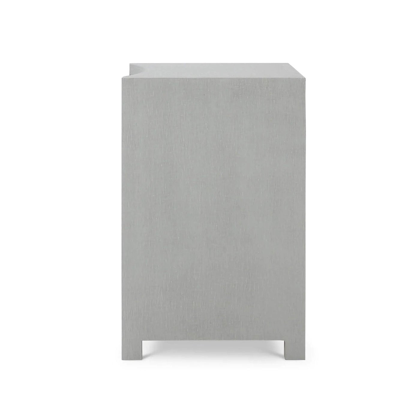 Table de chevet enveloppée de lin bleu pâle