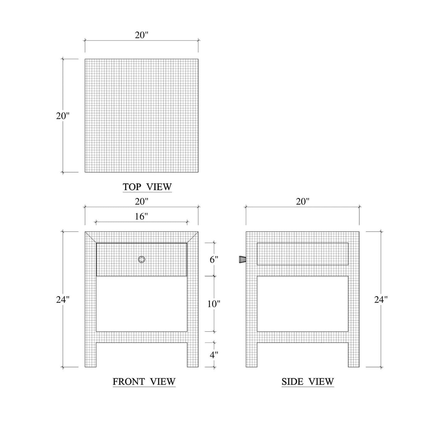 Table de chevet enveloppée de raphia bleu pâle