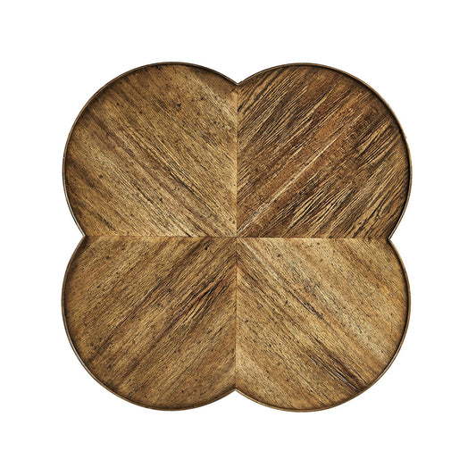 Table d'appoint de style campagnard français à quatre feuilles - Marron moyen