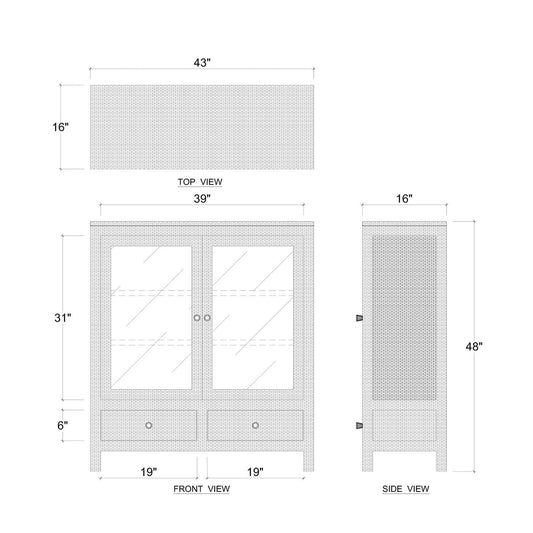 Petite armoire enveloppée de rotin